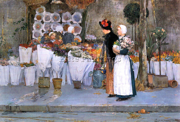 HASSAM FLORISTS ARTIST PAINTING REPRODUCTION HANDMADE CANVAS REPRO WALL  DECO