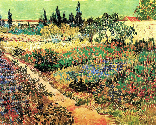 VAN GOGH FLOWERING GARDEN WITH PATH ARTIST PAINTING REPRODUCTION HANDMADE OIL