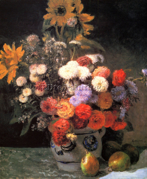 RENOIR FLOWERS IN A VASE ARTIST PAINTING REPRODUCTION HANDMADE CANVAS REPRO WALL