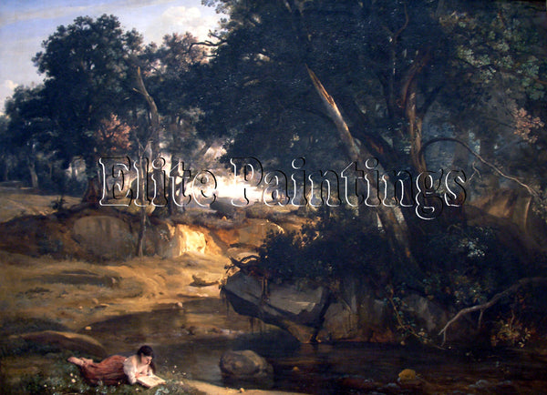 COROT FOREST OF FONTAINEBLEAU ARTIST PAINTING REPRODUCTION HANDMADE CANVAS REPRO