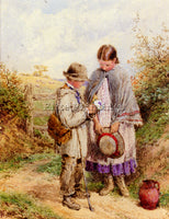 MYLES BIRKET FOSTER THE POSY ARTIST PAINTING REPRODUCTION HANDMADE CANVAS REPRO