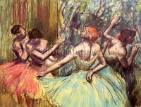 DEGAS FOUR DANCERS BEHIND THE SCENES 2 ARTIST PAINTING REPRODUCTION HANDMADE OIL