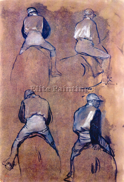 DEGAS FOUR STUDIES OF JOCKEYS ARTIST PAINTING REPRODUCTION HANDMADE CANVAS REPRO