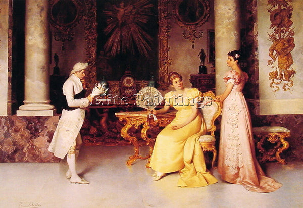 ITALIAN FRANCESCO BEDA THE SUITOR ARTIST PAINTING REPRODUCTION HANDMADE OIL DECO