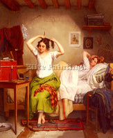 FRANQUELIN JEAN AUGUSTIN IN THE BEDROOM ARTIST PAINTING REPRODUCTION HANDMADE