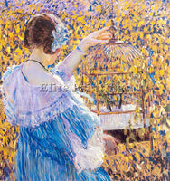 FREDERICK FRIESEKE THE BIRDCAGE ARTIST PAINTING REPRODUCTION HANDMADE OIL CANVAS