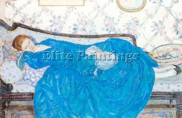 FREDERICK FRIESEKE THE BLUE GOWN ARTIST PAINTING REPRODUCTION HANDMADE OIL REPRO