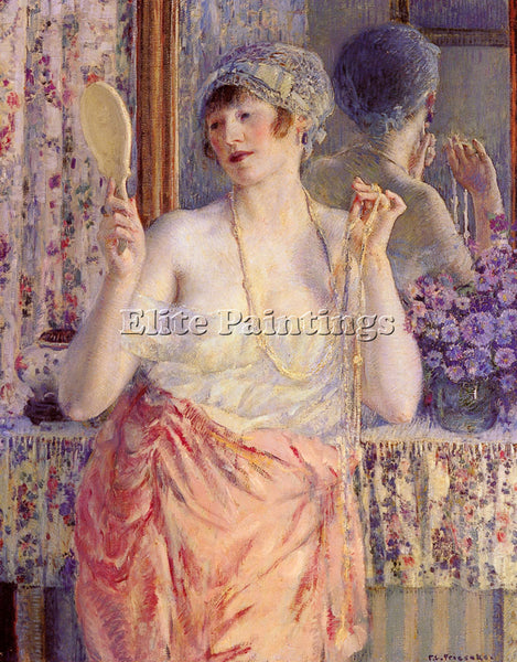 FREDERICK FRIESEKE WOMAN BEFORE A MIRROR ARTIST PAINTING REPRODUCTION HANDMADE