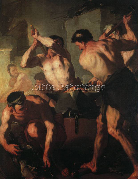 LUCA GIORDANO THE FORGE OF VULCAN ARTIST PAINTING REPRODUCTION HANDMADE OIL DECO