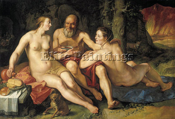 HENDRICK GOLTZIUS LOT AND HIS DAUGHTERS ARTIST PAINTING REPRODUCTION HANDMADE