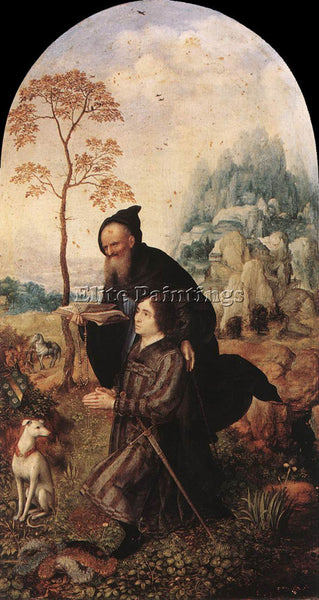 JAN GOSSAERT ST ANTHONY WITH A DONOR ARTIST PAINTING REPRODUCTION HANDMADE OIL