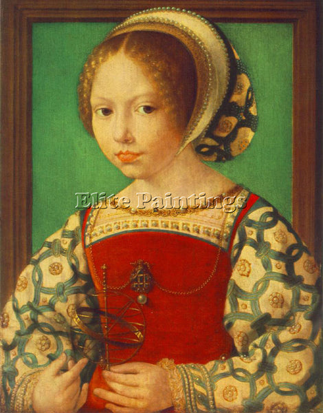 JAN GOSSAERT YOUNG GIRL WITH ASTRONOMIC INSTRUMENT ARTIST PAINTING REPRODUCTION