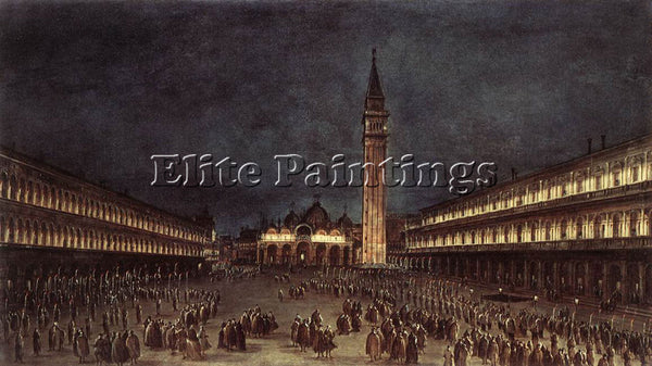 FRANCESCO GUARDI NIGHTTIME PROCESSION IN PIAZZA SAN MARCO ARTIST PAINTING CANVAS