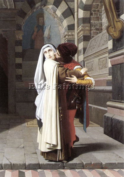 ITALIAN GABRIELE CASTAGNOLA EMBRACE FRA FILIPPO LIPPI AND LUCREZIA BUTI PAINTING