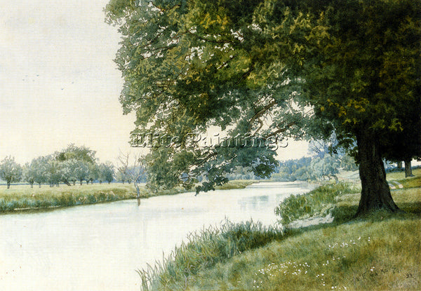 BRITISH GARDEN WILLIAM FRASER THE RIVER OUSE BEDFORDSHIRE ARTIST PAINTING CANVAS