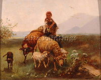FRIEDRICH OTTO GEBLER SHEPHERDESS ARTIST PAINTING REPRODUCTION HANDMADE OIL DECO