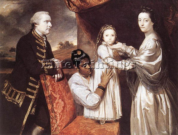 JOSHUA REYNOLDS GEORGE CLIVE AND HIS FAMILY ARTIST PAINTING HANDMADE OIL CANVAS