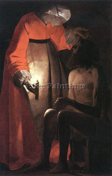 GEORGES DE LA TOUR  JOB MOCKED BY HIS WIFE ARTIST PAINTING REPRODUCTION HANDMADE