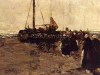 ITALIAN GIBSON WILLIAM ALFRED THE RETURN OF THE FISHING BOATS PAINTING HANDMADE