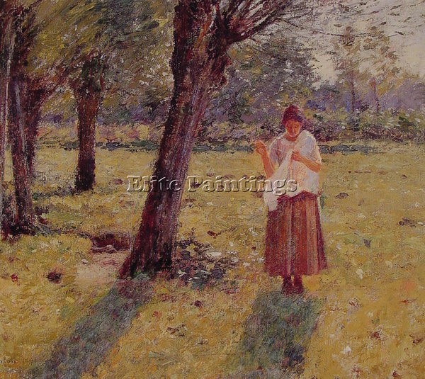THEODORE ROBINSON GIRL SEWING ARTIST PAINTING REPRODUCTION HANDMADE CANVAS REPRO