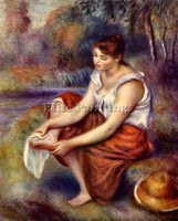 RENOIR GIRL DRYES HER FEET ARTIST PAINTING REPRODUCTION HANDMADE OIL CANVAS DECO
