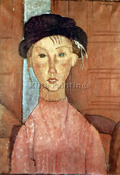 AMEDEO MODIGLIANI GIRL WITH HAT  ARTIST PAINTING REPRODUCTION HANDMADE OIL REPRO