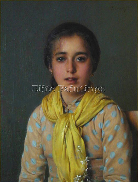 VITTORIO CORCOS GIRL WITH YELLOW SHAWL ARTIST PAINTING REPRODUCTION HANDMADE OIL