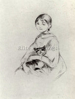 MORISOT GIRL WITH A CAT ARTIST PAINTING REPRODUCTION HANDMADE CANVAS REPRO WALL