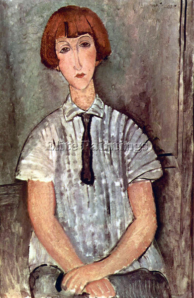 AMEDEO MODIGLIANI GIRL WITH BLOUSE  ARTIST PAINTING REPRODUCTION HANDMADE OIL