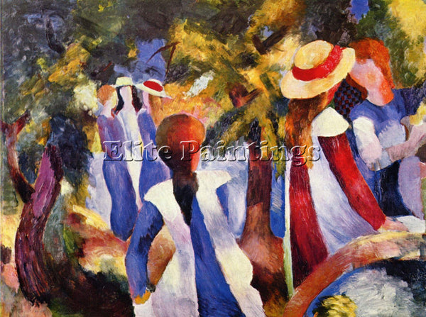 MACKE GIRLS IN THE OPEN BY AUGUST MACKE ARTIST PAINTING REPRODUCTION HANDMADE