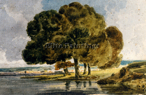 THOMAS GIRTIN TREES ON A RIVERBANK ARTIST PAINTING REPRODUCTION HANDMADE OIL ART
