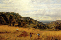 ALFRED GLENDENING AUGUSTUS HARVESTING AT LUCCOMBE ISLE OF WIGHT ARTIST PAINTING