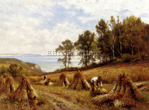 ALFRED GLENDENING AUGUSTUS IN CORNFIELDS NEAR LUCCOMBE ISLE OF WIGHT OIL CANVAS