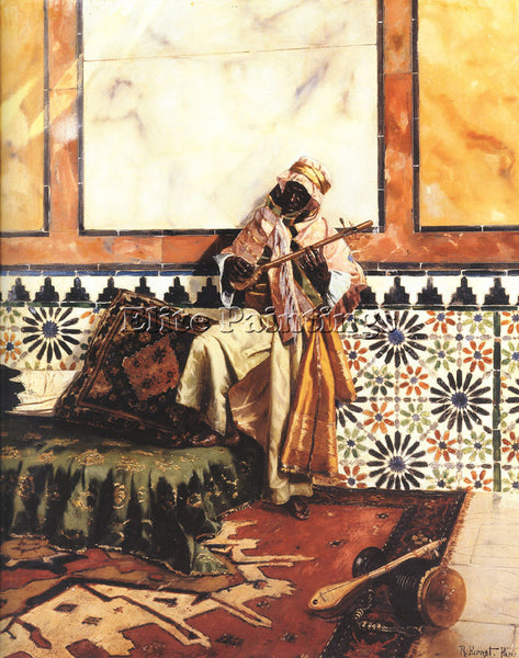 RUDOLF ERNST GNAOUA IN A NORTH AFRICAN INTERIOR ARTIST PAINTING REPRODUCTION OIL
