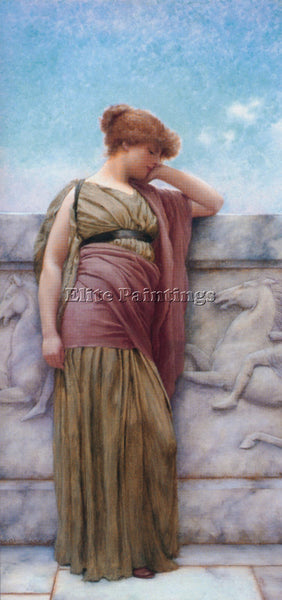 JOHN WILLIAM GODWARD LEANING ON THE BALCONY 1892 ARTIST PAINTING HANDMADE CANVAS