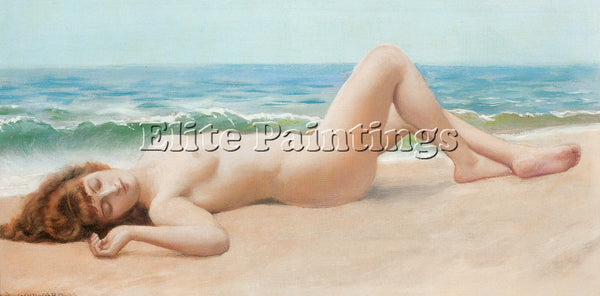 JOHN WILLIAM GODWARD NU SUR LA PLAGE 1 ARTIST PAINTING REPRODUCTION HANDMADE OIL