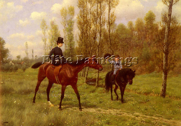 JEAN RICHARD GOUBIE THE MORNING RIDE ARTIST PAINTING REPRODUCTION HANDMADE OIL