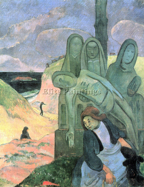 GAUGUIN GREEN CHRIST ARTIST PAINTING REPRODUCTION HANDMADE OIL CANVAS REPRO WALL