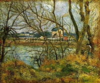 PISSARRO GREY DAY ON THE BANKS OF THE OISE AT PONTOISE ARTIST PAINTING HANDMADE