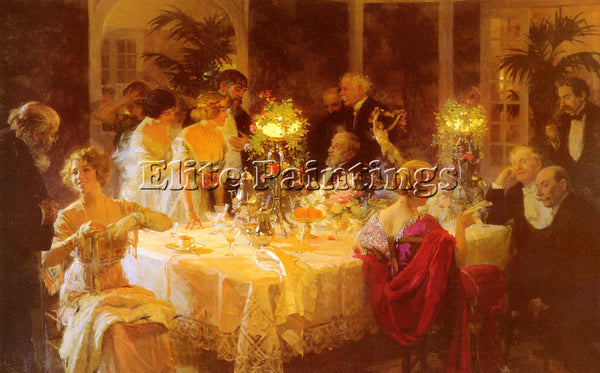 GRUN JULES THE DINNER PARTY ARTIST PAINTING REPRODUCTION HANDMADE OIL CANVAS ART