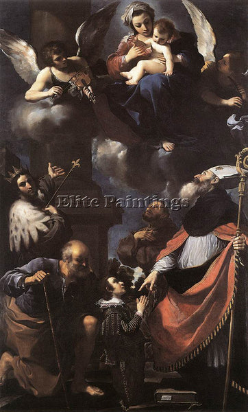 GUERCINO  A DONOR PRESENTED TO THE VIRGIN ARTIST PAINTING REPRODUCTION HANDMADE
