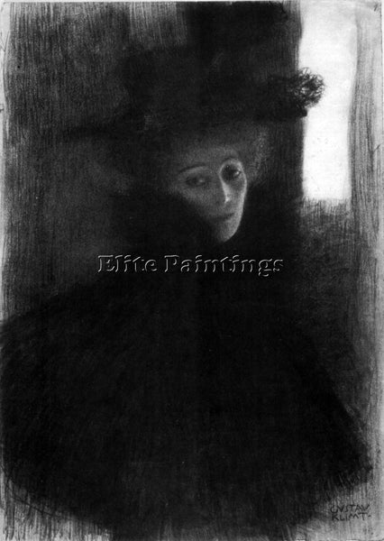 GUSTAV KLIMT LADY WITH A HAT AND CAPE ARTIST PAINTING REPRODUCTION HANDMADE OIL