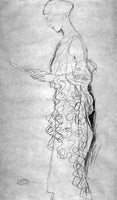 GUSTAV KLIMT LESENDES GIRL IN PROFILE ARTIST PAINTING REPRODUCTION HANDMADE OIL