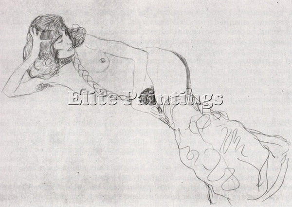 GUSTAV KLIMT RECLINING WOMAN ARTIST PAINTING REPRODUCTION HANDMADE CANVAS REPRO