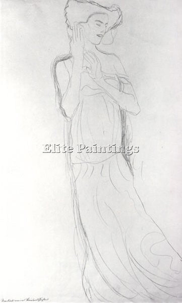 GUSTAV KLIMT STUDY FOR THE EXPECTATION FROM THE STOCLET FRIEZE PAINTING HANDMADE