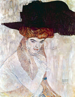 GUSTAV KLIMT THE BLACK HAT ARTIST PAINTING REPRODUCTION HANDMADE OIL CANVAS DECO