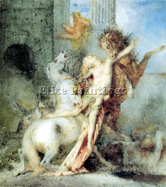 GUSTAVE MOREAU DIOMEDES DEVOURED BY HIS HORSES WATERCOLOUR ARTIST PAINTING REPRO