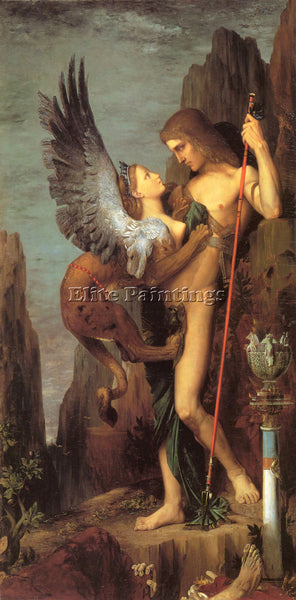 GUSTAVE MOREAU OEDIPUS AND THE SPHINX ARTIST PAINTING REPRODUCTION HANDMADE OIL