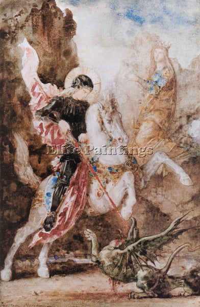 GUSTAVE MOREAU ST GEORGE 1869 ARTIST PAINTING REPRODUCTION HANDMADE CANVAS REPRO