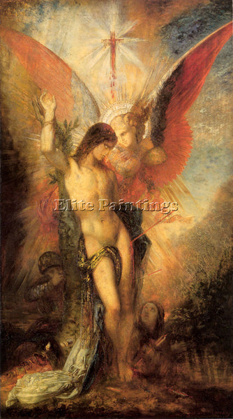 GUSTAVE MOREAU ST SEBASTIAN AND THE ANGEL ARTIST PAINTING REPRODUCTION HANDMADE
